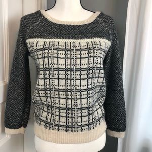 Loft Sweater Gray/Cream Alpaca Blend Sz XS